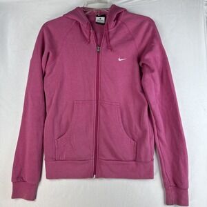 Nike Full Zip Hoodie Womens Size Medium Pink Activewear Jacket Pockets